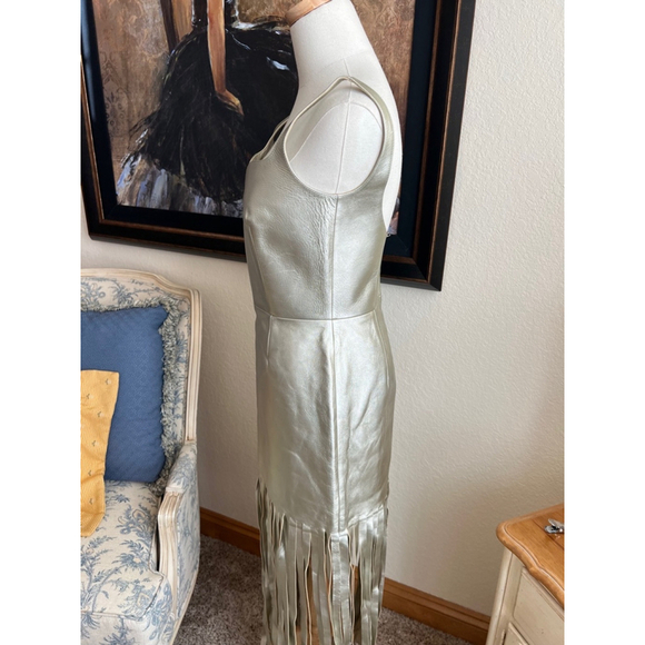 NWOT Alexander McQueen Gold Leather Dress Size 40 - Picture 7 of 10